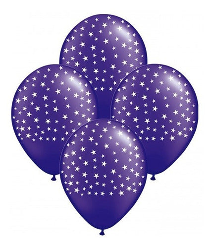 Globo Estrellas Violeta 12 Pulgadas X 10 Unid Chirimbolos 0