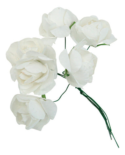 Almacen de Armado Paper Flower Bouquet 3cm with Artificial Stem - Souvenir Pack of 6 0