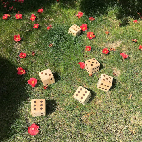 SPORT BEATS Large Wooden Yard Dice Set of 6 with Two Games 3