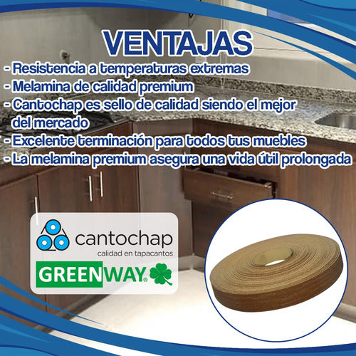 Cantochap Tapacanto Melamina Nogal Habano 22mm Preencolado X50m Cima M 2