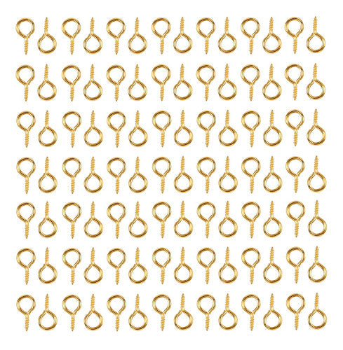 HUIHUIBAO Small Screw Eyes for Jewelry 6 X 13mm Gold Pack of 100 0