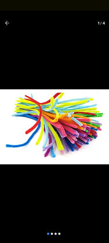 200 Pipe Cleaners + 100 Pom Poms 20 mm Multicolor 2