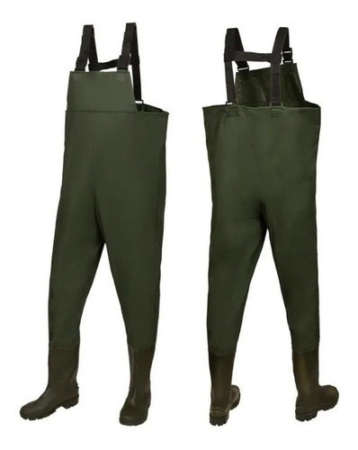 Daihatsu PVC Reinforced Fishing Wader with Adjustable Suspenders and Boots 0
