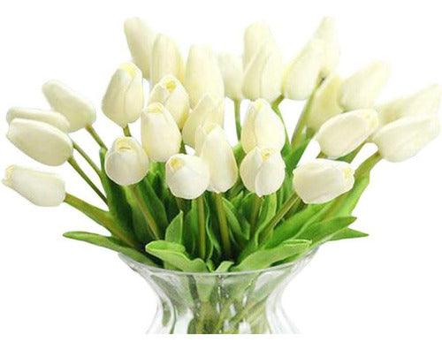 Ahxhwka 30 Pcs Real-Touch Artificial Tulip Flowers Home Wedding Party Decor 0