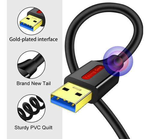 Yeung Qee Cable USB 3.0 A A Macho De 12 Pies, Cable USB A USB Tipo A M 4