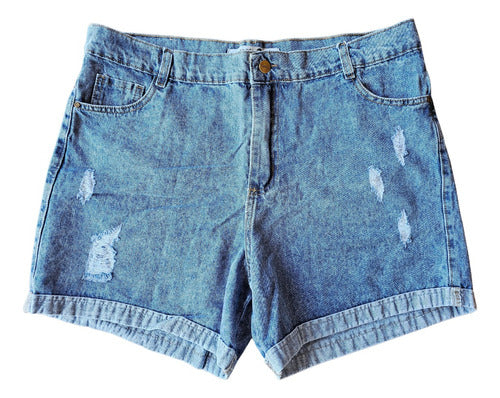 MinessaTallesReales Short Jean Rígido Mujer Talle Grande Especial Ht60 0