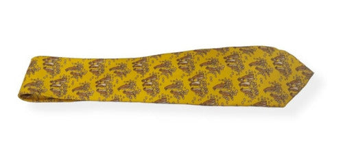 Almacén de París Wide Silk Ties for Men - Yellow Patterned Bow Tie 1