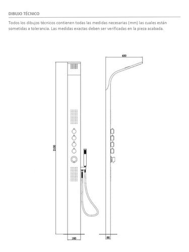 Panel Columna Barral Ducha Exterior Acero Inoxidable 2