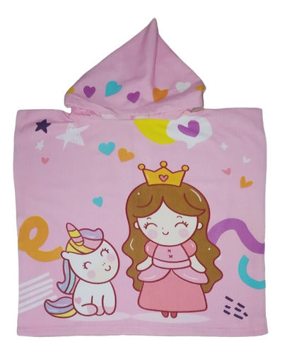 Poncho De Toalla Infantil Princesa + Unicornio 0