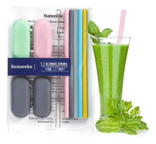 Sunseeke Reusable Silicone Straws, 12 Units, 8.5 Inches Long 6