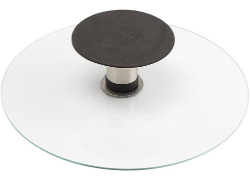 Elegant 30cm Glass Rotating Cake Stand with Stainless Steel Base 4