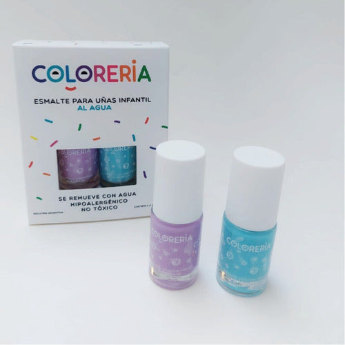 Coloreria Set Of Two Water-Based Confetti Nail Polishes for Kids 0