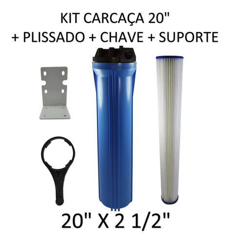 Carcaça Filtro Agua 20x2 1/2refil Plissado Lavável 25 Micra 0