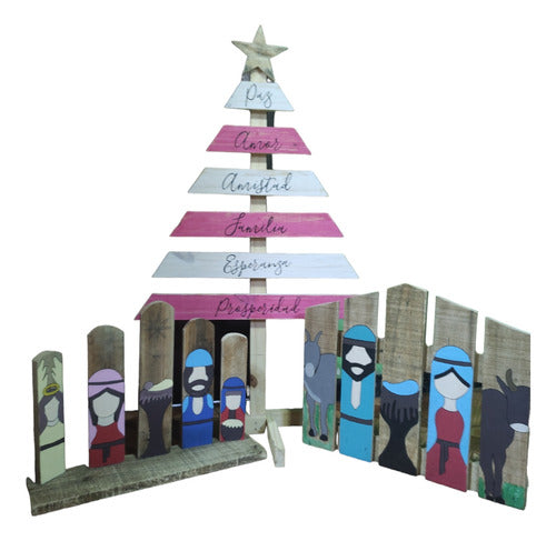 Arte en Palets: Handcrafted Wooden Nativity Scene - Fence Style 6