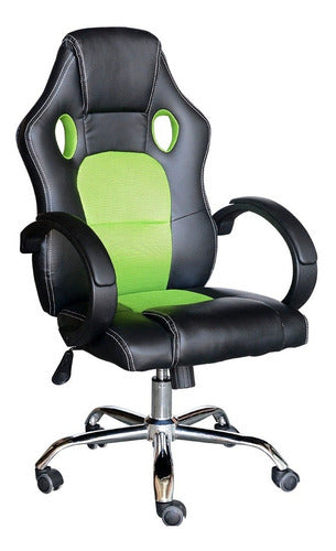 Tushop Gamer Chair Upholstered with Metal Base - Green 0