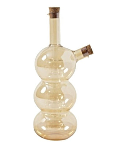 SLM Glass Oil Cruet | Dore Burbujas with Caps (107221) 0