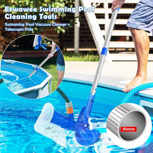 Erwawee Juego De Aspiradoras De Piscina Con Pértiga Telescópica, Cepillo, Cabezas De Succión - Kit De Limpieza 1