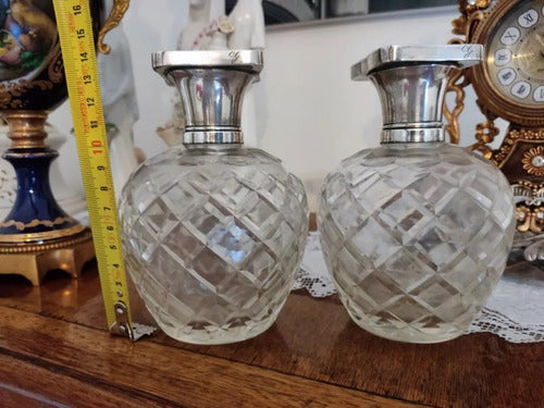 Cristal Imperial Perfume Bottles with 925 Silver Top - Price for the Pair 2