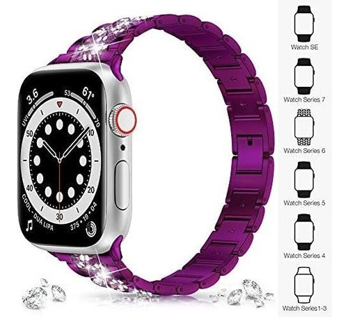 Malla Para Apple Watch Series1-7 Brillos Purpura 38/40/41mm 2