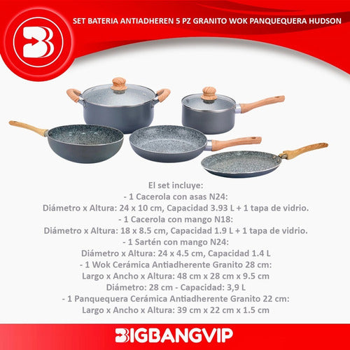 Hudson Non-Stick Granite Cookware Set 7 Pcs 1