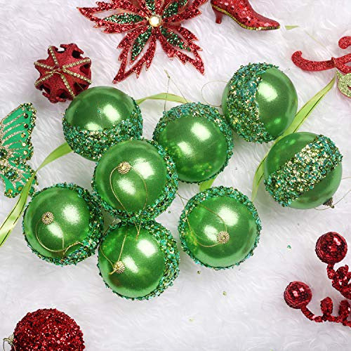 4-Piece 4" Green Christmas Ball Ornaments Set 3