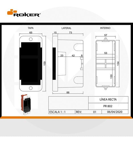 Roker Caja Para Termica Embutir Plastica Con Tapa 2 Modulos 1