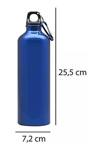 Metallic Aluminum Sports Water Bottle with Screw Cap and Hook 800ml 3