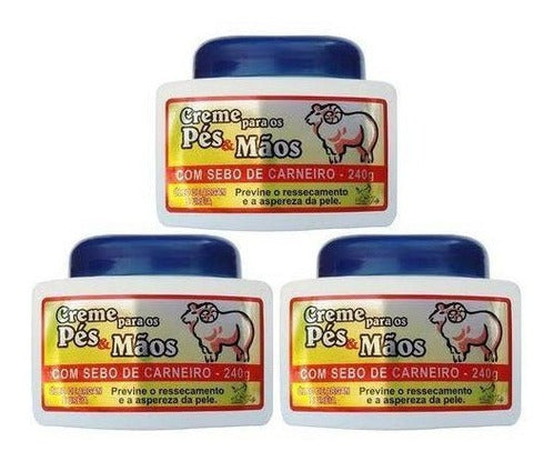 48 Creme Hidratante Para Pés Mãos Com Sebo De Carneiro 240gr 0