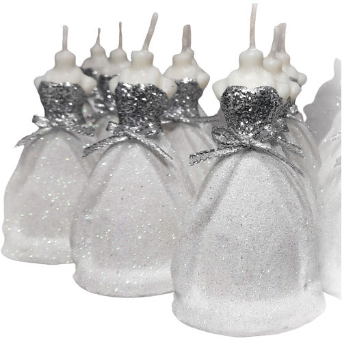 Set of 15 Handcrafted Glitter Finish Dress Candles for 15-Year-Old Ceremony 22