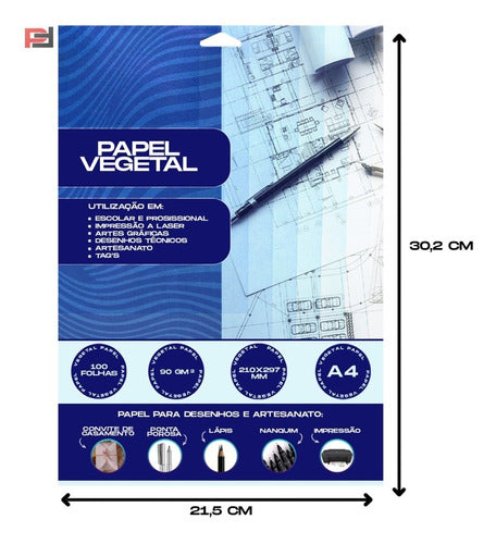 Papel Vegetal A4 90/95 Gramas Com 500un 1