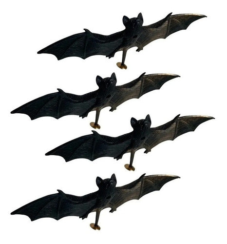 Generic Set of Black Plastic Bats X 4 Halloween Decoration 0