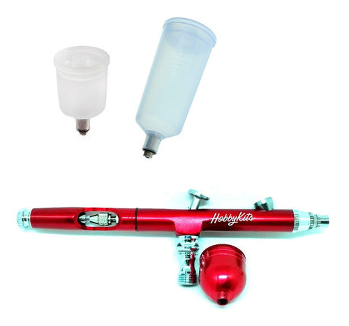 Hobbykits Gravity Feed Double Action Airbrush 3 Detachable Cups 1