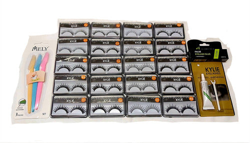 Kylie Fake Eyelash Set, 20 Pairs + Adhesive 0