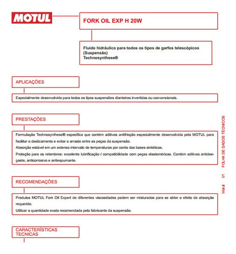 Motul Fork Oil Expert Heavy 20w - 1l 1