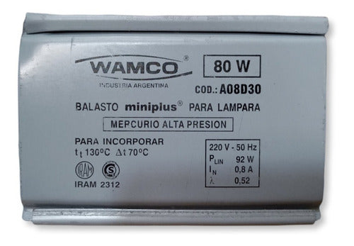 WAMCO Balasto Int Miniplus Para Vapor De Mercurio 80w A08d30 1