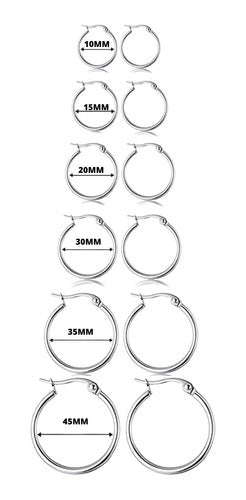 Lula Accesorios Pack X6 Pares Aros Mujer Aritos Argollas De Acero Quirúrgico 4