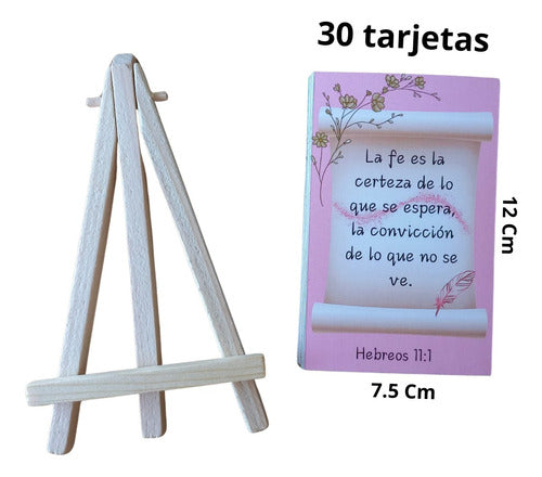 Genérica Tarjetas Con Mensajes Bíblicos + Mini Atril De Madera 1