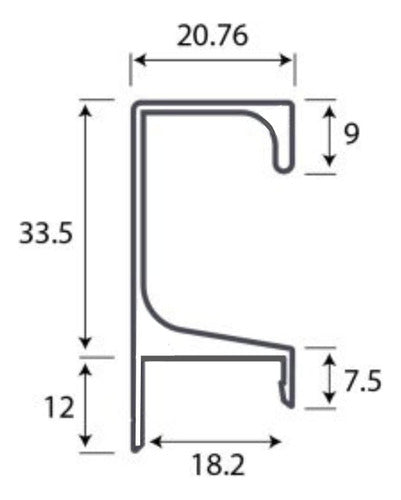 Perfil Tirador Aluminio Negro, Placa 18mm Encastrable 1,3 Mt 2