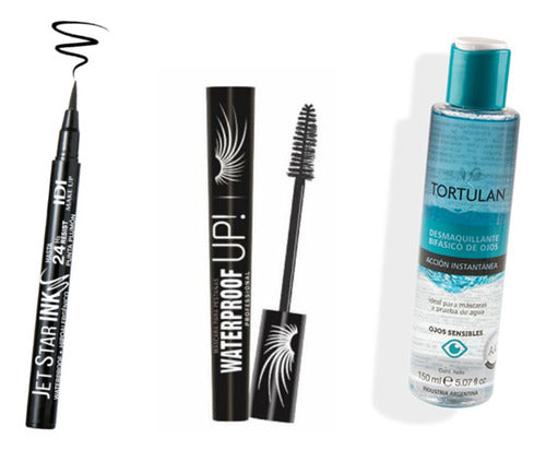 Tortulan Eye Makeup Remover + IDI Waterproof Mascara + Jet Star INK Eyeliner 0