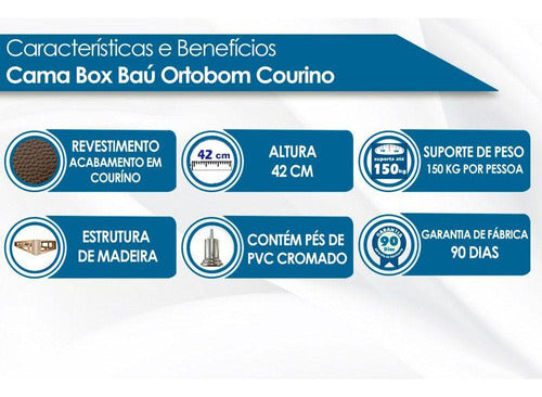 Cama Box Ortobom Universal Courino Branco Casal 138 1