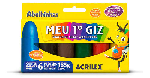 Meu Primeiro Giz Acrilex - Caixa Com 6 Cores 0