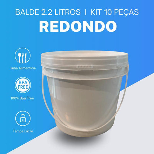 Balde De Plastico Com Tampa Para Ração 10 Pçs 1