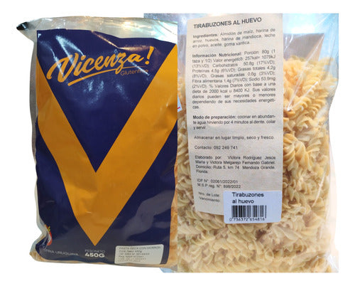 Tirabuzones Al Huevo Vicenza Sin Gluten 450g X4 Unidades 0