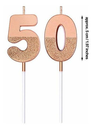 Bbto 50th Birthday Candles Glitter Cake Numeral Candles Deco 2