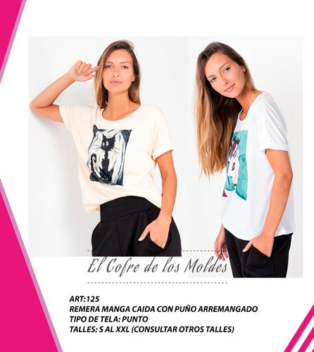 El Cofre de los Moldes Digital Pattern for Drop Sleeve T-Shirt with Cuff, Complete Size Pack S to XXL 0