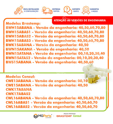 Válvula Entrada Agua Lavadora Brastemp Bwn15 Bwr12 Bws15 1