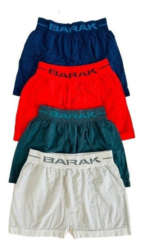 Barak Pack of 4 Men's Seamless Striped Boxer Shorts - Cotton 4