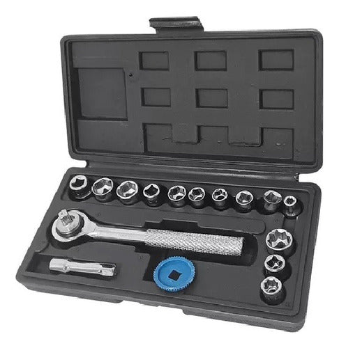 Generic 17-Piece Chrome Vanadium Socket Wrench Set 0