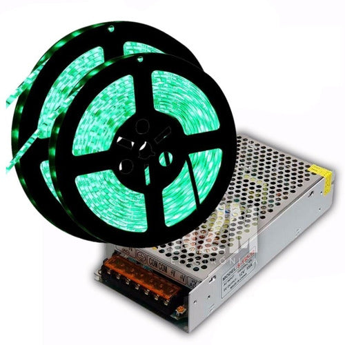 LED Strip 5050 Roll 10 Meters Colors 12V Interior + Power Supply 24