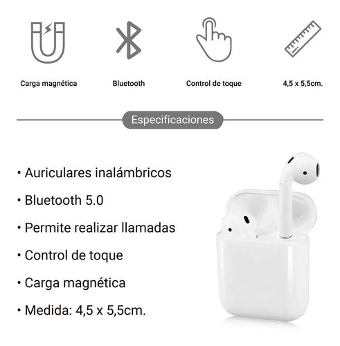 Auriculares Inalámbricos Bluetooth V5.0, I12, Blanco 6